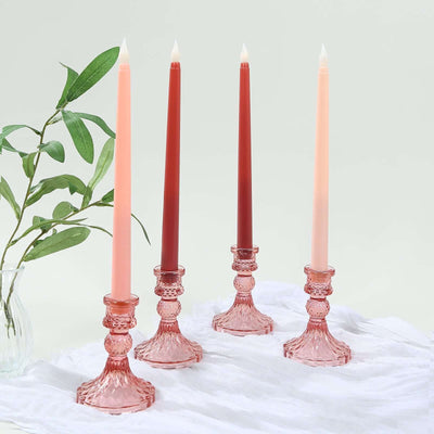 8-Pack LED Taper Candles 11" Flickering Mixed Pink - Flameless Battery Operated Lighting