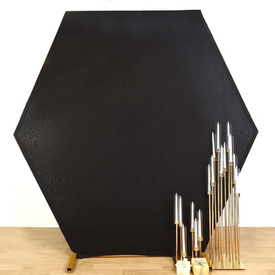Black 2-Sided Spandex Fit Hexagon Wedding Arch Backdrop Cover 8ftx7ft