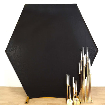 Black 2-Sided Spandex Fit Hexagon Wedding Arch Backdrop Cover 8ftx7ft