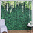 Artificial greenery backdrop with flowers for decoration and photography.