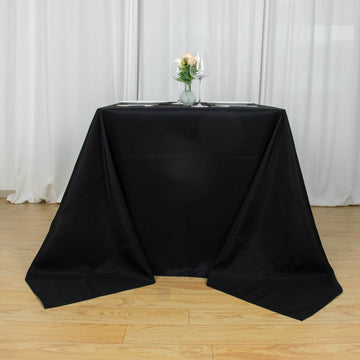 Black Seamless Premium Polyester Square Tablecloth 220GSM 90"x90"