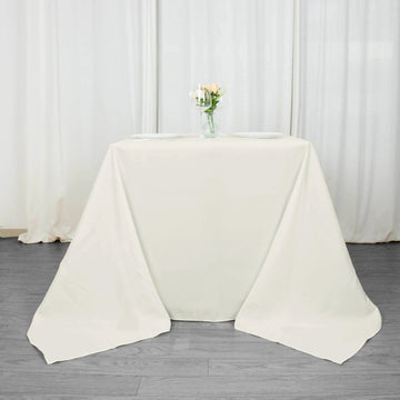 90"x90" Ivory Seamless Premium Polyester Square Tablecloth - 200GSM