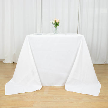 White Seamless Premium Polyester Square Tablecloth 220GSM 90"x90"