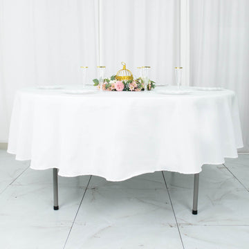 White Seamless Premium Polyester Round Tablecloth 220GSM 90"