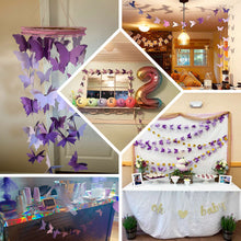 2 Pack | 9ft Purple 3D Paper Butterfly String Banners, Hanging Garland Party Streamers