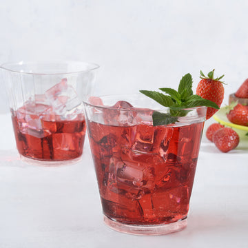 25 Pack | 9oz Crystal Clear Hard Plastic Party Cups With Rounded Rims, Disposable Tumblers