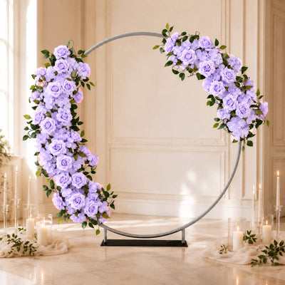 2 Pack Artificial Wedding Arch Flowers, Lavender Lilac Silk Rose & Hydrangea Floral Swags with Leaves for Backdrop & Table Runner - 40"x28"