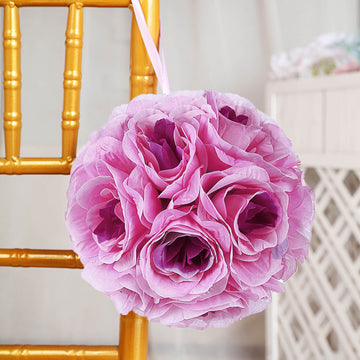Lavender Lilac Artificial Silk Rose Kissing Ball - Add Elegance to Your Event Decor