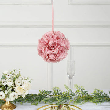 Bring the Beauty of Mauve Roses to Your Decor with Artificial Silk Rose Kissing Balls