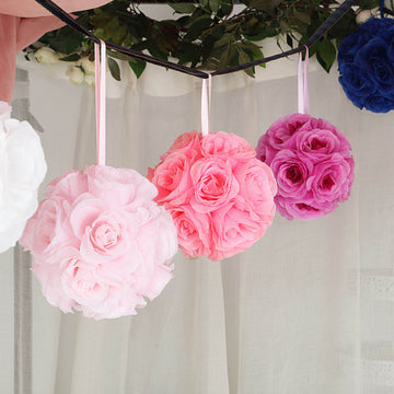 Create a Blooming Garden Party with Pink Artificial Silk Rose Kissing Ball