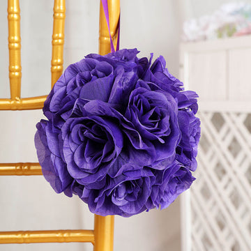 Add Elegance to Your Décor with Purple Artificial Silk Rose Kissing Ball
