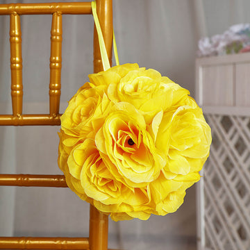 Brighten Up Your Space with Yellow Silk Rose Kissing Balls