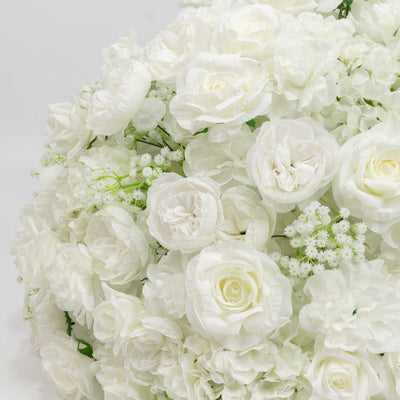 White rose and hydrangea bouquet on a soft, light background