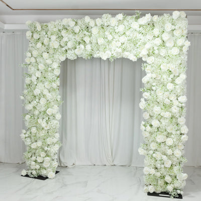 White floral archway decoration for events and weddings.