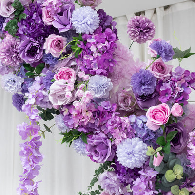 Vibrant purple floral arrangement featuring roses and hydrangeas. #whtbkgd