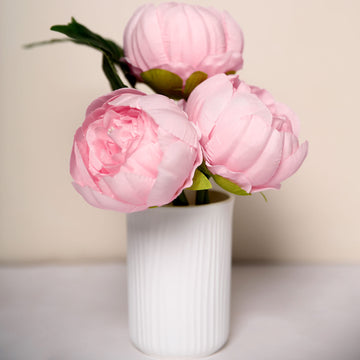 10 Pack Pink Artificial Silk DIY Craft Peony Flower Heads