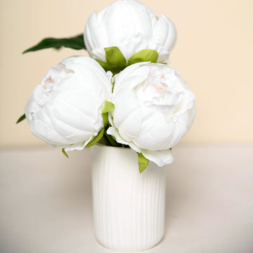 Elegant White Artificial Silk Peony Flower Heads for DIY Crafts