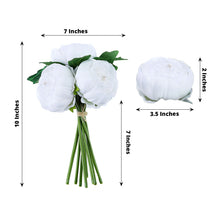5 Silk White Peony Head Flower Artificial Spray Bouquet 