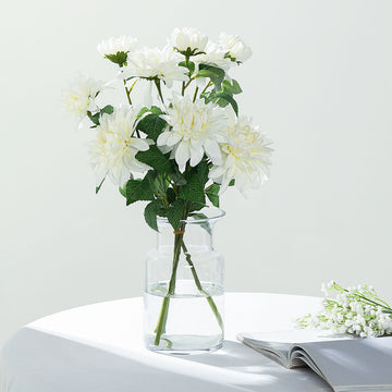 Elegant Ivory Artificial Dahlia Silk Flower Stems for Stunning Floral Decor