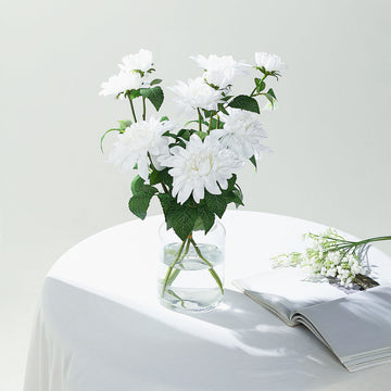 Elegant White Artificial Dahlia Silk Flower Stems for Stunning Event Decor