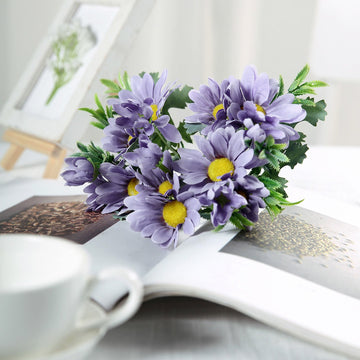 Lavender Lilac Artificial Silk Daisy Flower Bouquet