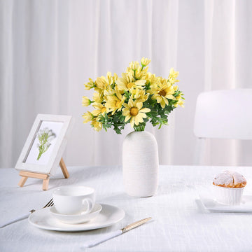 Brighten Up Your Space with Yellow Artificial Silk Daisy Flower Bouquet Branches