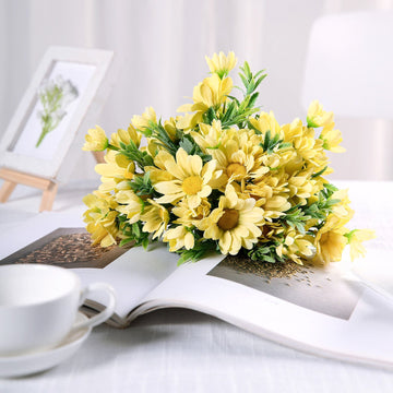 Create a Lasting Impression with Yellow Real Touch Daisy Flower Bouquet