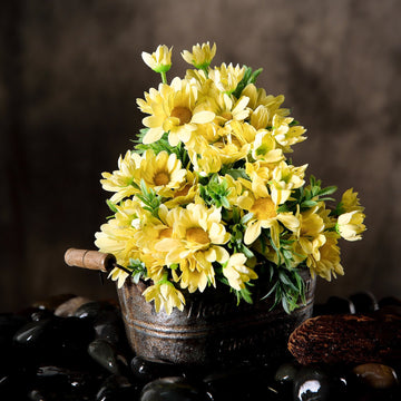 Add a Touch of Elegance with Yellow Decorative Silk Daisy Bouquet