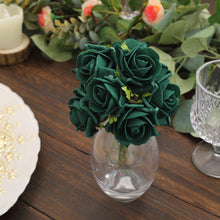24 Roses | 2inch Hunter Emerald Green Artificial Foam Flowers With Stem Wire and Leaves