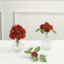 24 Roses Terracotta (Rust) Artificial Foam Flowers With Stem Wire and Leaves
