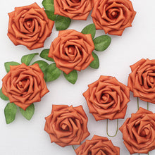 24 Roses Terracotta (Rust) Artificial Foam Flowers With Stem Wire and Leaves 5inch