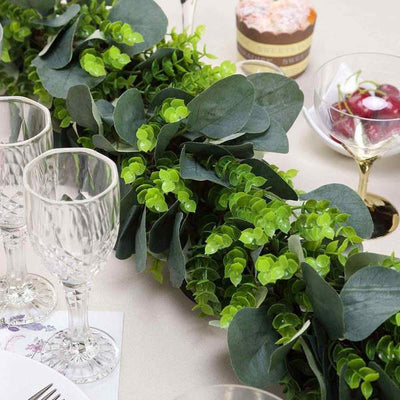Artificial greenery garland for table decoration and event styling.