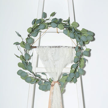 Enhance Your Event Decor with the Frosted Green Artificial Silk Eucalyptus Leaf Garland Vine 6.5ft
