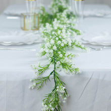 6ft White Artificial Silk Gypsophila Table Flower Garland, Faux Baby Breath Hanging Flower Vines