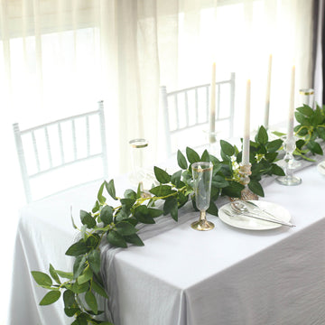 Real Touch Green Artificial Silk Rose Leaf Table Garland