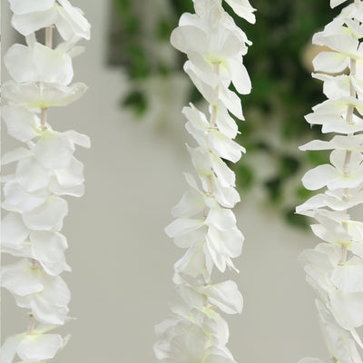10 Pack White Wisteria Vines Artificial Flower Garlands, Hanging Silk Flowers Wedding Arch Garden Wall Decor