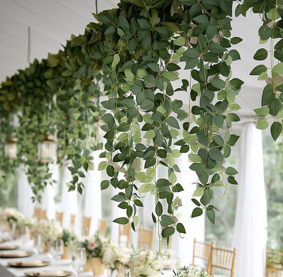 Artificial greenery garland for elegant event decor.