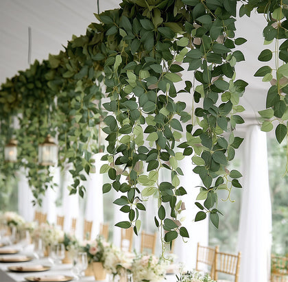 3 Pack Artificial Hanging Greenery Vines – Silk Rose Leaf Vines for Indoor Wall Decor, Garden & Wedding Backdrop - 40"