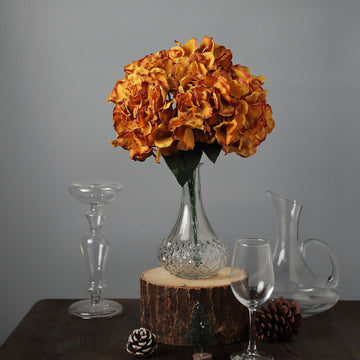 Elevate Your Event Decor with Gold Hydrangea Bouquets