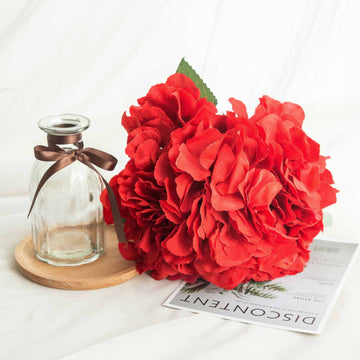 Elevate Your Event Decor with Red Artificial Silk Hydrangea Bouquets