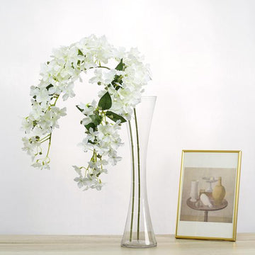 Elegant White Artificial Silk Hydrangea Flower Branches for Stunning Décor