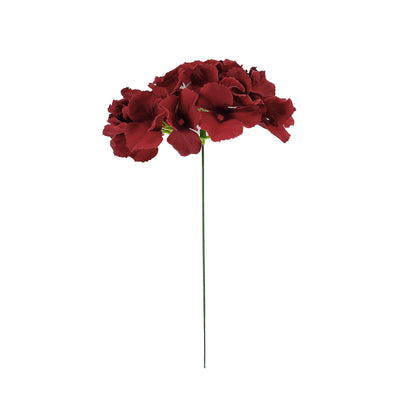 Red artificial flower bouquet with long green stem