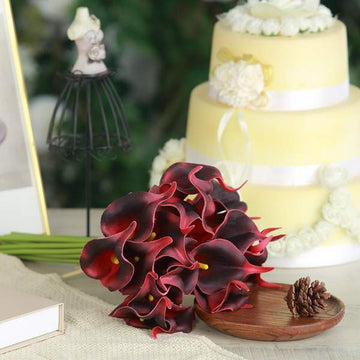 Burgundy Artificial Poly Foam Calla Lily Flowers - Stunning and Realistic