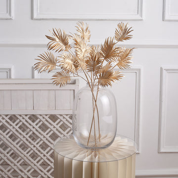 Transform Your Space with Metallic Gold Artificial Palm Leaf Stems