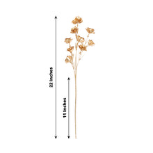 3 Pack Metallic Gold Artificial Rose Flower Sprays, Decorative Floral Branches - 22inch