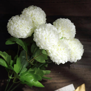 Elegant Ivory Artificial Silk Chrysanthemum Flowers