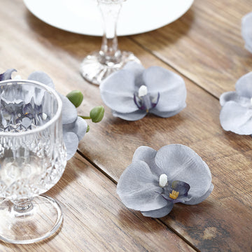 Elegant Charcoal Gray Artificial Silk Orchids for DIY Crafts and Event Decor