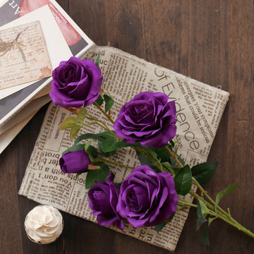 Create Unforgettable Events with Purple Artificial Silk Rose Flower Bush Stems
