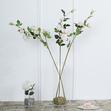 Add Elegance to Your Space with Blush Artificial Silk Rose Flower Bouquet