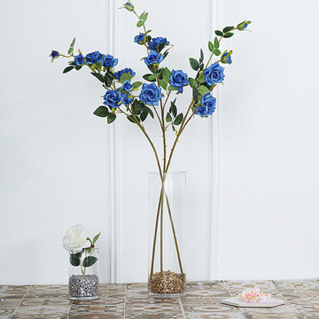 Elegant Royal Blue Artificial Silk Rose Flower Bouquet